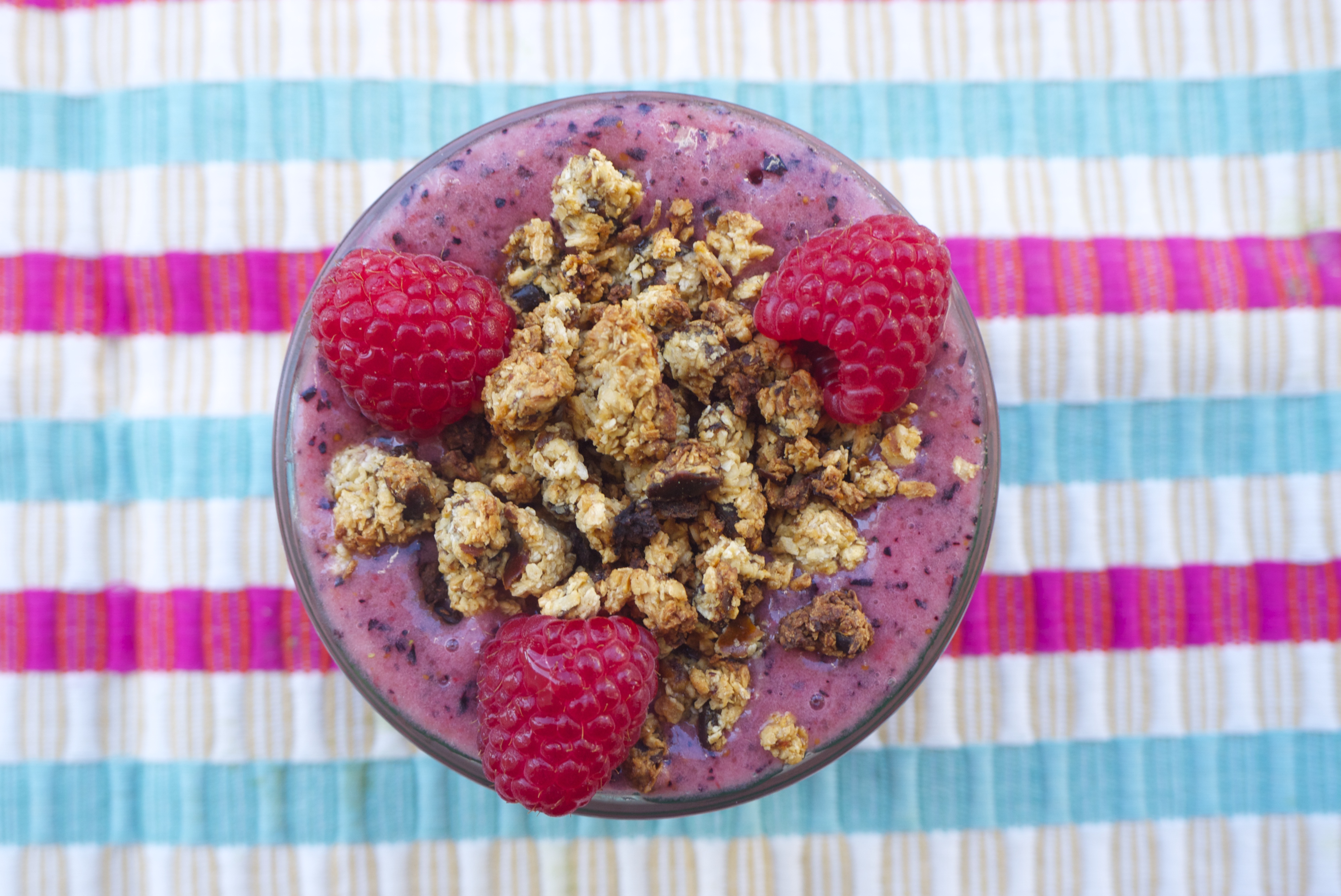 Vanilla Berry Smoothie Bowl with Homemade Chewy Granola