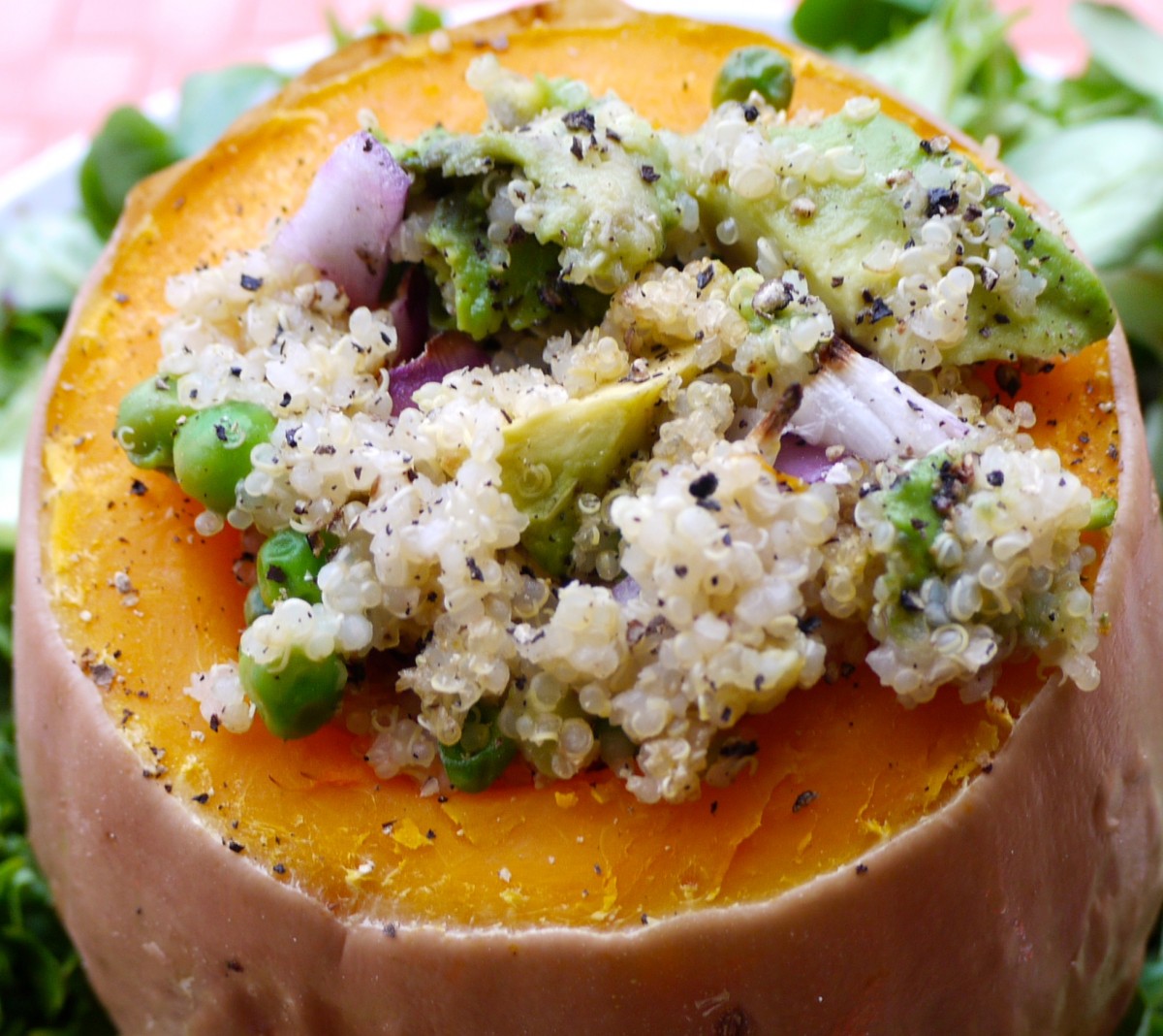 Baked Butternut Squash with Veggie Quinoa