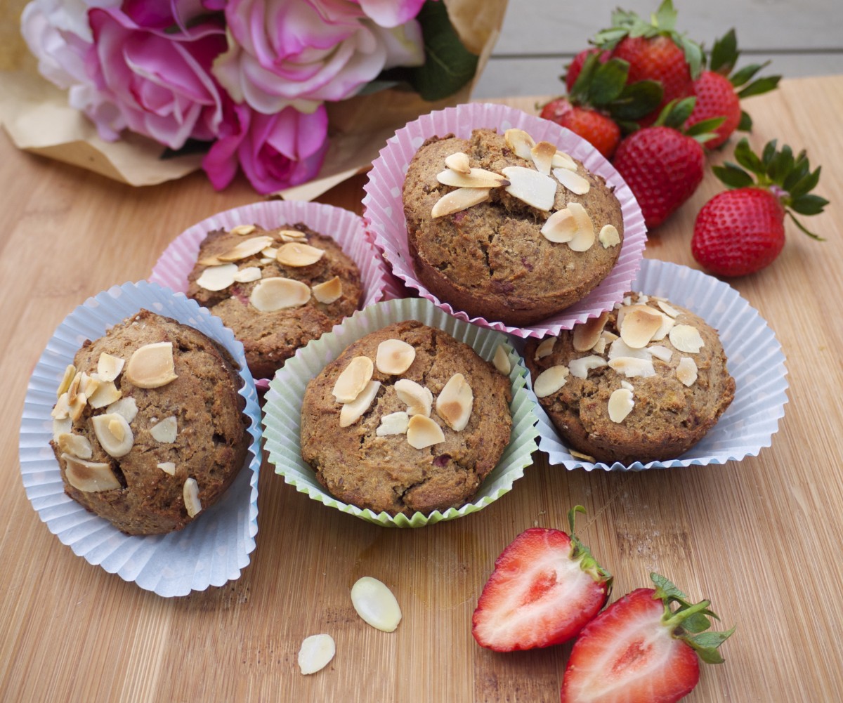 Banana and Strawberry Buckwheat Muffins