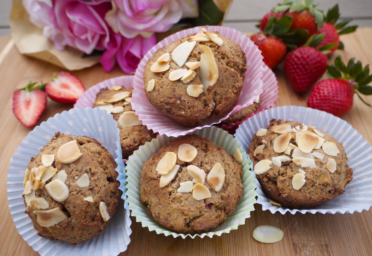 Banana and Strawberry Buckwheat Muffins