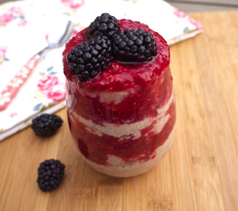 Vanilla Raspberry Ripple Overnight Chia Oats - Rosanna Davison Nutrition