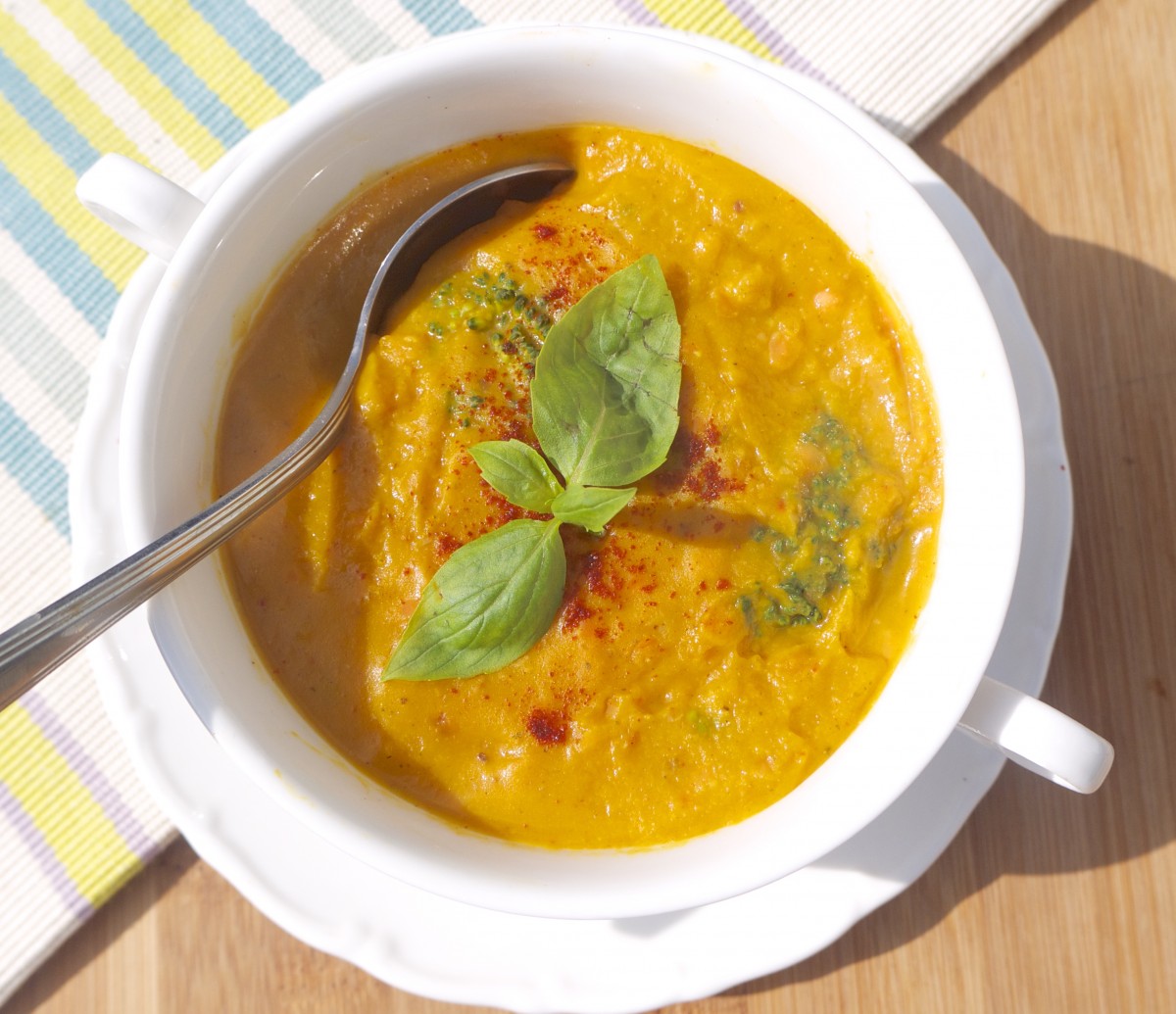 Cheesy Broccoli, Butternut and Red Lentil Soup