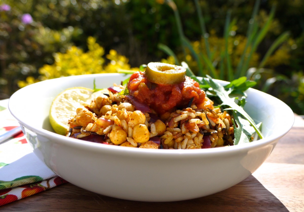 Curried Chickpea and Wild Rice Stir-fry