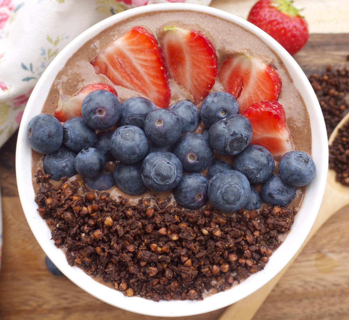 Choco-Chia Smoothie Bowl with Chocolate Buckwheat Granola 