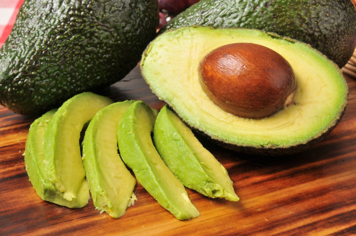 Sliced avocado on a cutting board