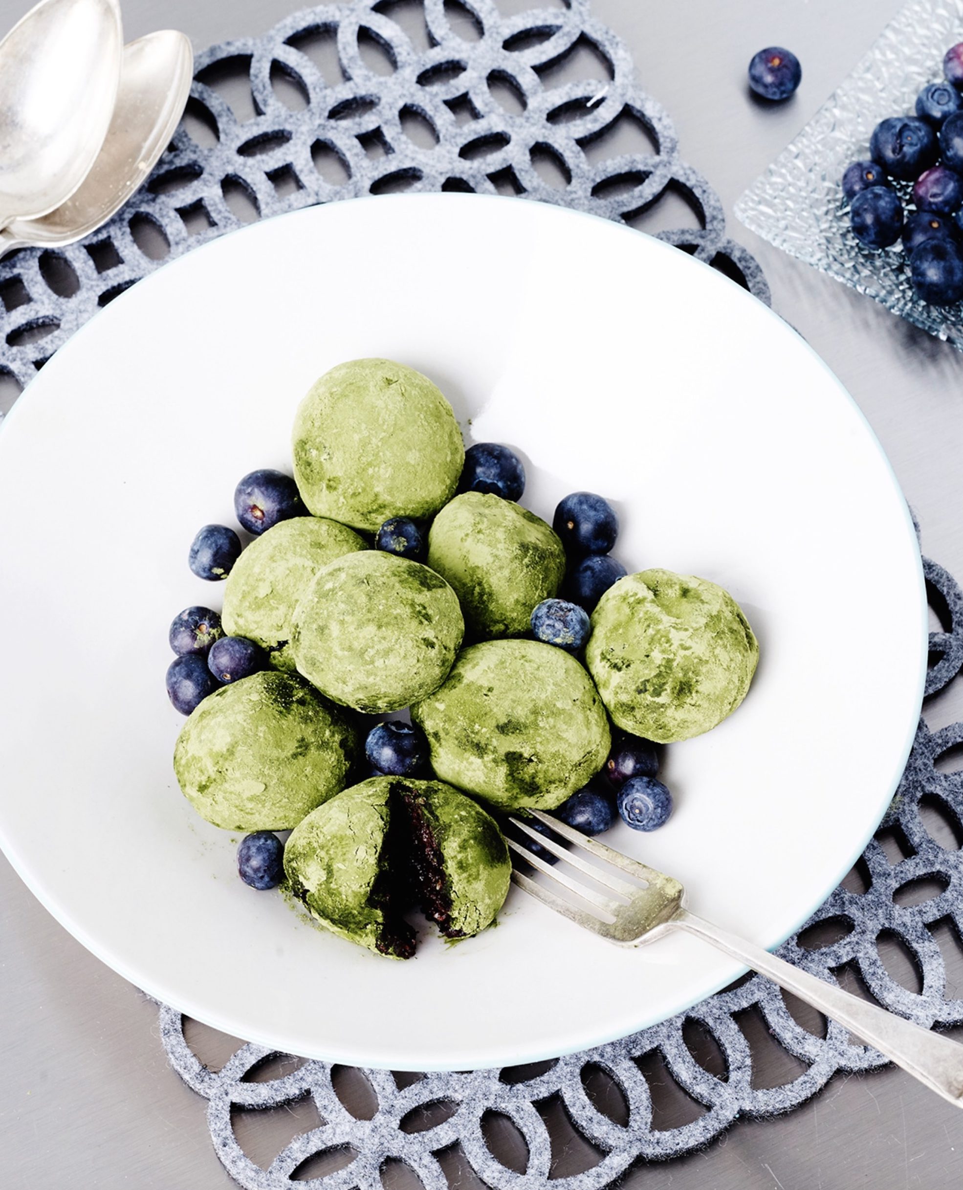 Matcha Blueberry Bombs