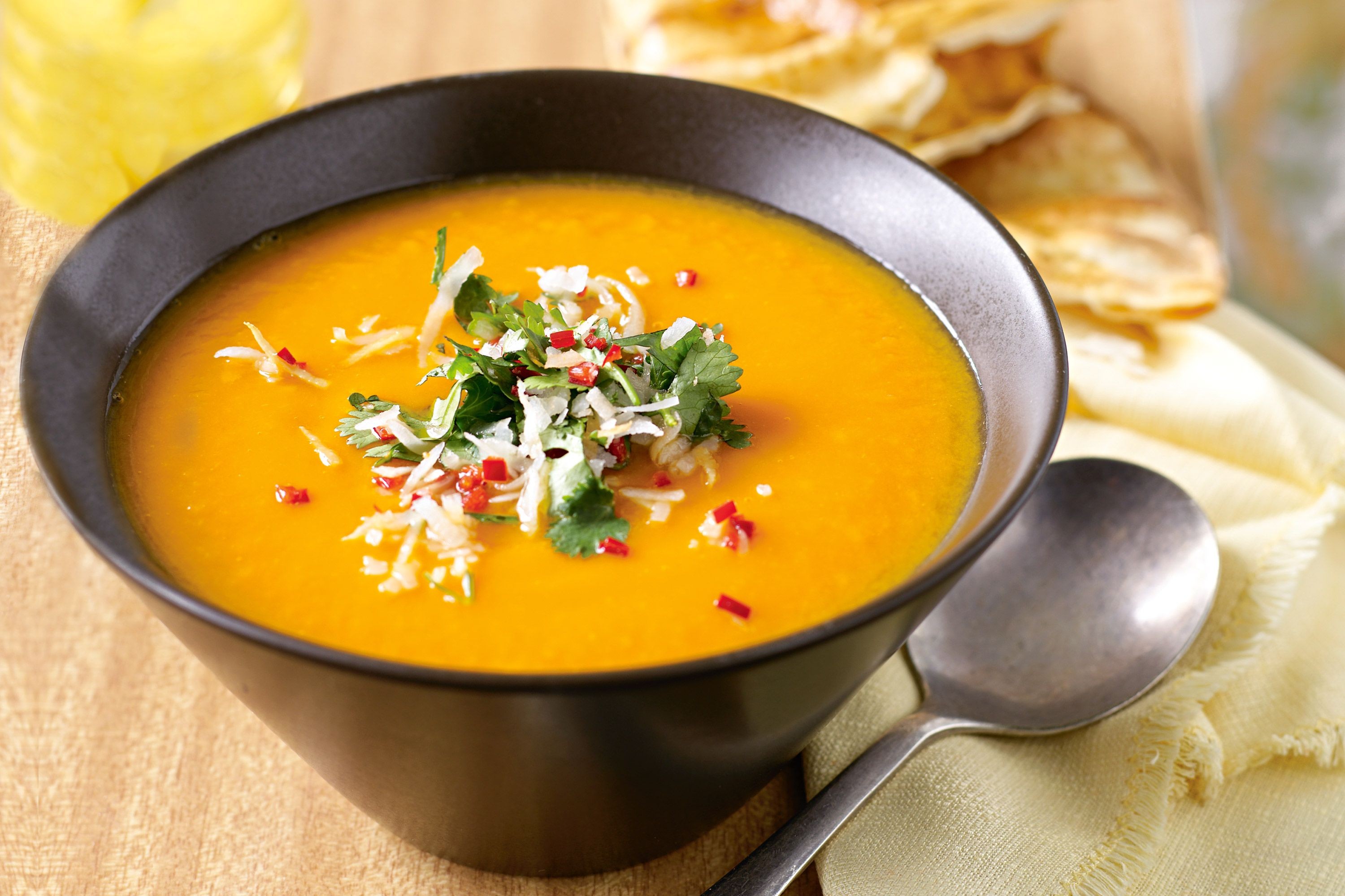 pumpkin-and-sweet-potato-soup-with-coriander-sambal-cumin-flatbread-70759-1